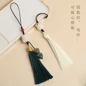 White Jade Rabbit Bodhi Root Mobiltelefonkedjan Keychain Bag Hanging Tassel Accessories Advanced Antique Graduation Gift 240522