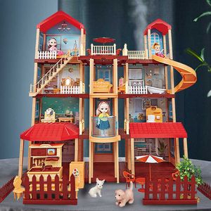 Accessori per la casa delle bambole Princess House Girls Girls Toy Simulation Princess Castle Set House Model Gift Q0522