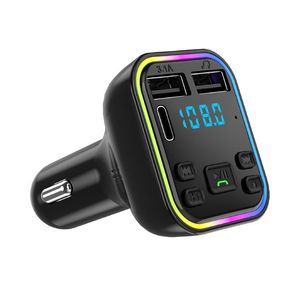 Qc3.0 Car BT 5.0 G38 FM Transmitter PD Type-C Dual USB ports Fast charging Colorful led Light car charger wireless MP3 Player