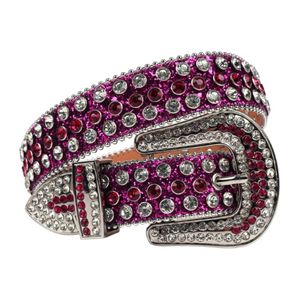 Belts Bling Western Rhinestones Cowgirl Diamond Strap Fashion Women Studded Ceinture Femme Luxury Purple Belt Cinto De Strass 277O