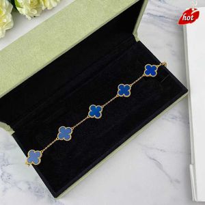 Bracelets Designer Van Clover Bracelet Designer Charm Bracelets for Women 18k Gold White Red Blue Mother of Pearl Link 4 Leaf 5 Flowers Love Jewelry DQRJ