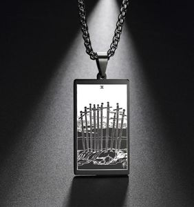 Подвесные ожерелья Dawapara Vintage Box Chain Contraze Ожерелье для мечей карты Таро Амулет из нержавеющей стали Золотая черная J7338645