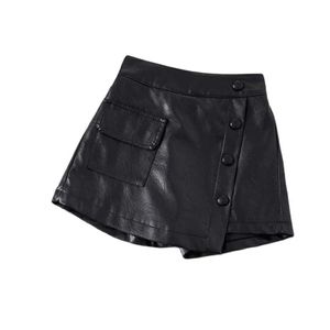 Kjolar kjolar 2024 Vår/sommar/höstflickor pu läder mode shorts wx5.21