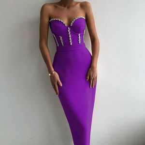 Basic Casual Dresses Wholesale womens multi-color beaded strapless tight and sexy club celebrity cocktail party bandage dresses J240523