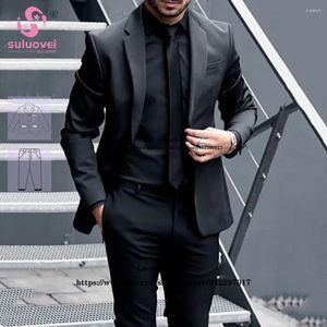 Abiti maschili moda nero slim fit per uomo matrimonio pantaloni da 2 pezzi set da sposo formale tasso smoking smoking traje de hombre elegante