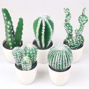 Decorative Flowers Fake Green Succulent Bonsai Plant For Wedding Party Decoration Office Desktop Home Ornaments Artificial Cactus With Pot