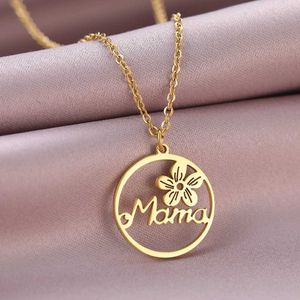 Pendant Necklaces Stainless Steel Necklace Vintage Flower Mom Pendant Exquisite Necklace Korean Fashion Necklace Womens Jewelry Mother Gift S2452206