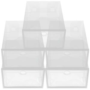 5st Shoes Boxes Drawer Type Stapelbar plastförvaringsfodral Shoe Container 240522