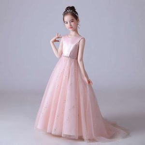 Dideyttawl Różowa sukienka na błyszczącą tiulowy tiulowy tiul sukienki dla dzieci bez rękawów