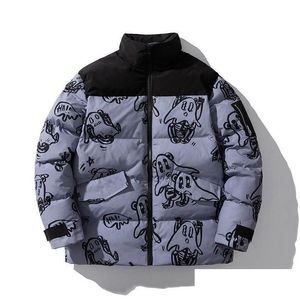 Mens Down Parkas Dark College Winter Puffer Jacket Streetwear Women Coat Harajuku Outwear Casual Long-Sleeved Zip Up Drop Delivery App DHI0C