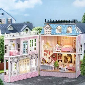 Bebek Ev Aksesuarları Yeni DIY Ahşap Mini Bina Kiti Mobilya Tatlı Mağazası Casa Kızlar El Yapımı Oyuncaklar Noel Hediyeleri Q5221