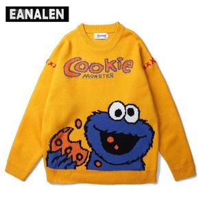 Harajuku Japanisch Retro süße Sesame Street Pullover Frauen Lose Cartoon Anime Jumper Pullover Männer Street Kleidung Top 2201086899963