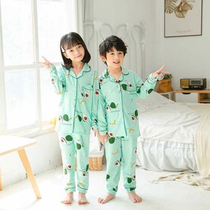 Pyjamas barns pyjamas avokado tryckt pyjama set pojkar och flickor pajamas flip krage bomull hemkläder baby pyjama set barnkläder wx5.21