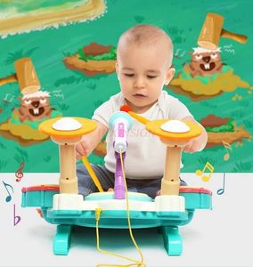 Tangentbord piano baby musik ljud leksaker barn mini piano stativ trumma 2-i-1 nybörjare introduktion till pojkar 3-6 år gammal baby trumleksaker wx5.21