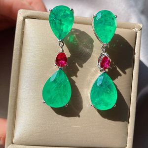 NEU COOPER PARAIBA TOURMALINE Emerald Gemstone Big Drop Ohrringe für Frauen Cocktailparty Fein Schmuck Giift