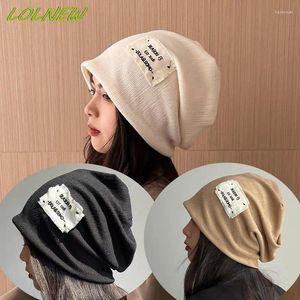 Berets Streetwear Letter Skullies Beanies Autumn Hats For Women Beanie Spring Thin Applique Korea Cool Slouchy Hip Hop Skull Cap