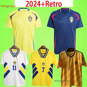 2024 2025 Svezia Maglie da calcio Ibrahimovic 1988 1994 retrò Kallstrom Home Away Shirt Shirt National Team Larsson Dahlin Brolin 24 25 Uniforms Men Kit Marcus