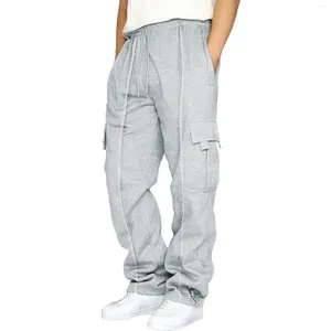 Men's Pants 2024 Men Cargo Sweatpants Baggy Athletic Drawstring Elastic Waist Pant Heavyweight Trousers Pro Club With Pocket