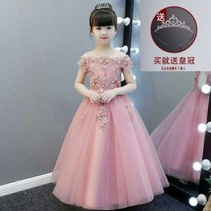 Glizt Flower Girl Shoulderless Wedding Appliciques Party Princess Birthday Dress First Communion Gown for Girls L2405