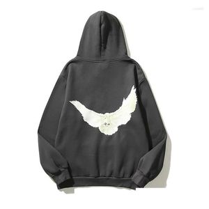 Mens Hoodies Sweatshirts Letter Print Back Plover Fleece Retro Streetwear Oversized Loose Casual Hooded Drop Delivery Apparel Clothing Ot57M