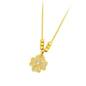 2024 New Clover Necklace Women's Fashion Light Luxury collarbone Chain Internet Red Simple Versatile Gold Pendant