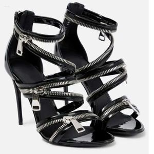 Slim Summer Sandals Women Zipper Fashion High Heel Sexy Nightclub Party Show Women's Shoes Size 35- D9f 's