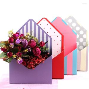 Present Wrap Envelope Flower Packaging Box Cardboard Folding Floral Party Wedding Stripe Printed Drop Delivery Home Garden Festive Supp Dhnf1