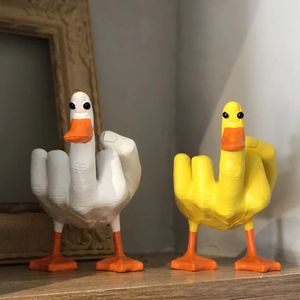 Dedo médio figura de pato fofo engraçado de escultura de pato pequeno artesanato para a decoração de mesa de jardim em casa 240522