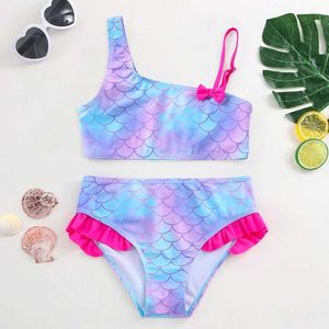 Two-Pieces Women Beach Wear Girls swimwear fashionable mermaid proportion printed childrens bikini swimwear WX5.22