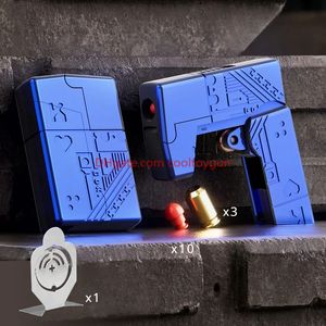 Life Card Soft Bullets Toy Gun Folderable Lighter Shape Manual Shell Ejected Metal Launcher Funny Stress Reliever Toys Outdoor CS Game Gift Cool Stuff Gun For Adult