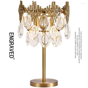 Lampy stołowe Klasyczna kreatywna lampa miedziana dekoracje domowe kinkiet kryształowy vintage dekoracja oświetleniowa