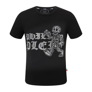 Designer de camiseta masculina Pleinxplein Designer masculino Slim Fit PP T-shirt Summer Rhinestone Round Ncond Plein Shirt Skulls Streetwear Black M-XXXL 776 Color