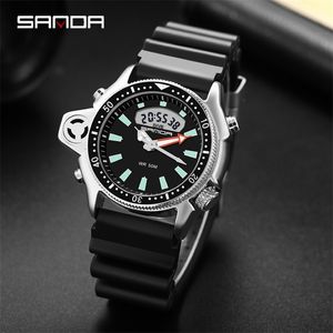 Sanda Fashion Sport Must Quartz Watch عرضية غير رسمية الساعات المقاومة للماء S Shock Clock Clock Masculino 3008 210310 253W