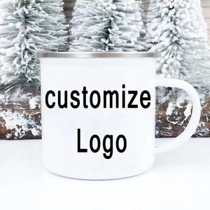 Custom Made on Both Sides Enamel Coffee Mugs Company Creative Design Text Cups Anniversary Picture Gifts 240523