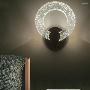 Wall Lamp LED Modern Luxury Crystal Lights Bedroom Bedside Bubble Ring Living Room Background Stairwell Lighting Fixture
