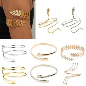 Bangle Alloy Spiral Arm Swirl Upper Arm Cuff Bracelet Egyptian Womens Accessories Gold Silver Q240522