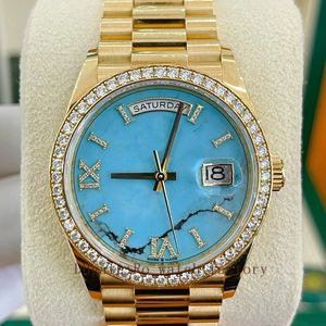 Serie di vendita calda orologio da 36 mm a doppia fibbia Sistema impermeabile a doppio impermeabile 128348 Blue Sky Blue Dial 3255 MOVIMENTO MACCHINE AUTOMATICA 18K Gold banda