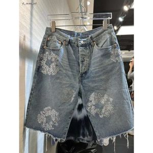 Jeans viola jeans designer di lusso cortometraggi jeans uomini jean fiore diamanti shortpants slim street hip hop 909