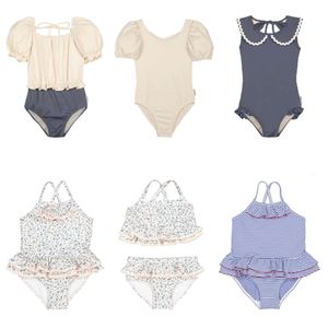 2024 Solid Color Set Summer Brand Baby Girl Swimsuit One Piece Holiday Outdoor Sports Barnskor Child L2405