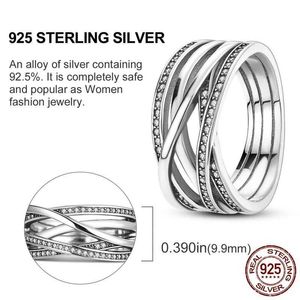 Anéis de casal Original 925 Sterling Silver Womens Ring Ring Silver Cocktail Ring Geométrico Butterfly Round Luxury Jóias S2452301