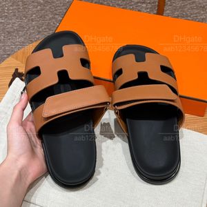 Top Quality Luxury Shoes Classic shoes Solid color women's/men's slippers Leather material anti-slip wear rubber sole summer casual slippers original box packaging.