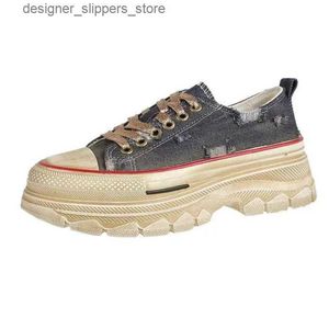 Casual Shoes Versatile Retro Vintage Canvas Shoes for Women Student Thick Soled Board Shoes Thick Soled Canvas Casual Shoes 2023 New Q240523