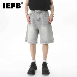 Мужские шорты IEFB Summer Mens Casual Jeans Loose Mid Rise Fashion Delon Denim Shorts Retro Mens Новая корейская 9A8588 Q240522