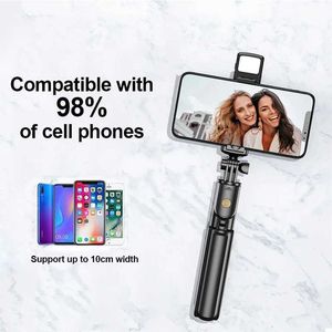 Selfie Monopods Wireless Selfie Stick Tripé com Luz Bluetooth Tripé expansível adequado para iPhone e Tiktok Live Streaming S24523