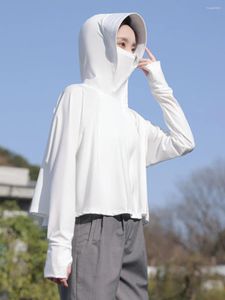 Camisetas femininas 2024 Summer Ice Silk Slave Sun Protection Camisa UPF50 UV UV
