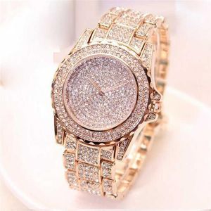 Orologi da polso bling diamanti cristallo cingola orologio da moda donna di lusso donna in acciaio inossidabile quarzo impermeabile con stelle 251d