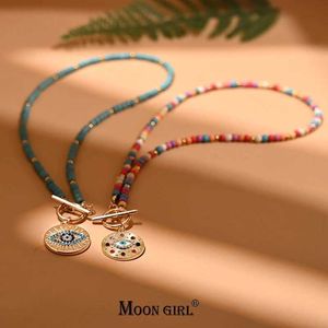 Подвесные ожерелья 4 мм красочное каменное ожерелье, подходящее для женского круглого злого подвесного ожерелья. Модные новые ежедневные украшения S2452206