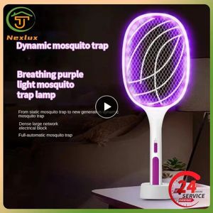 Two-in-One 10 LED Mosquito Killer Lamp 3000V Electric Bug Zapper USB Rechargeable Summer Fly Swatter Trap Flies 240514