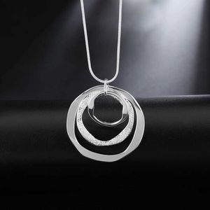 Pendant Necklaces DOTEFFIL 925 sterling silver 18 inch three loop pendant chain frosted necklace suitable for womens fashionable wedding pa