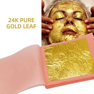 Folhas de folhas folhas folhas de máscara facial de ouro 8*8cm 24k Genuine Facemask Beauty Skin Skin Amostra Tamanho de um parada de serviço facial máscara